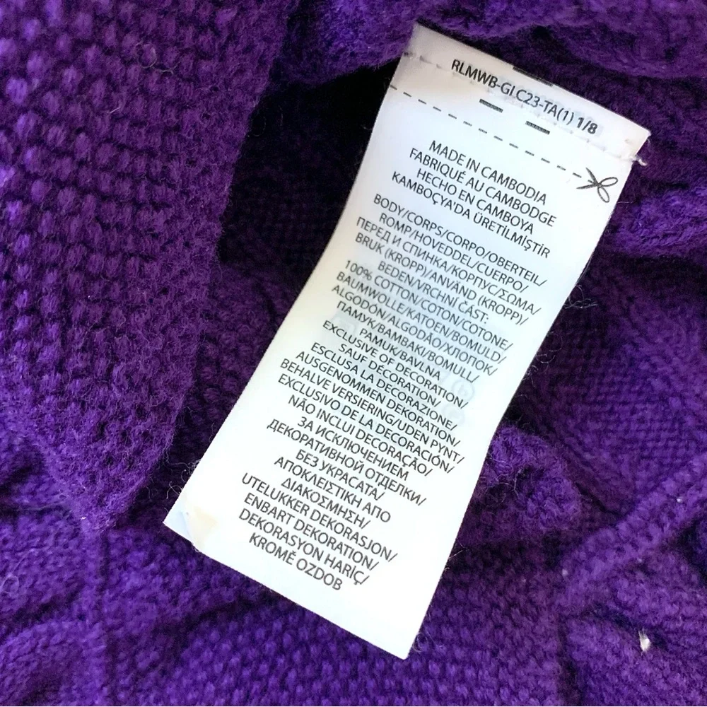 Ralph Lauren Preppy Baby Cotton Cable knit Sweater Dress purple 18M Toddler Girl